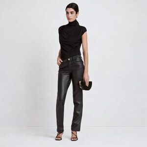 Marcella NYC Delancey Ruched High Neck Black Top | XS | NWT